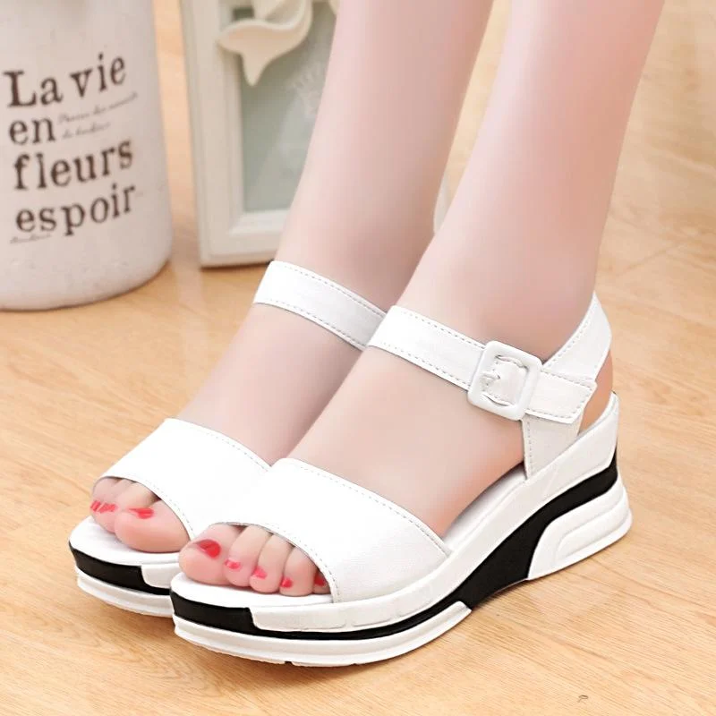 Zhungei Summer shoes woman Platform Sandals Women Soft Leather Casual Open Toe Gladiator wedges Trifle Mujer Women Shoes Flats