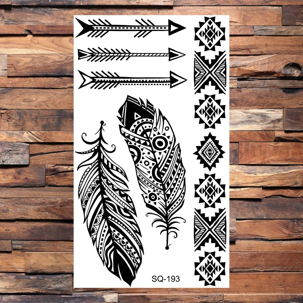 Crown Temporary Tattoos For Women Men Realistic Cross Sword Angel Wings Thorns Fake Tattoo Sticker Body Waterproof Tatoos Black