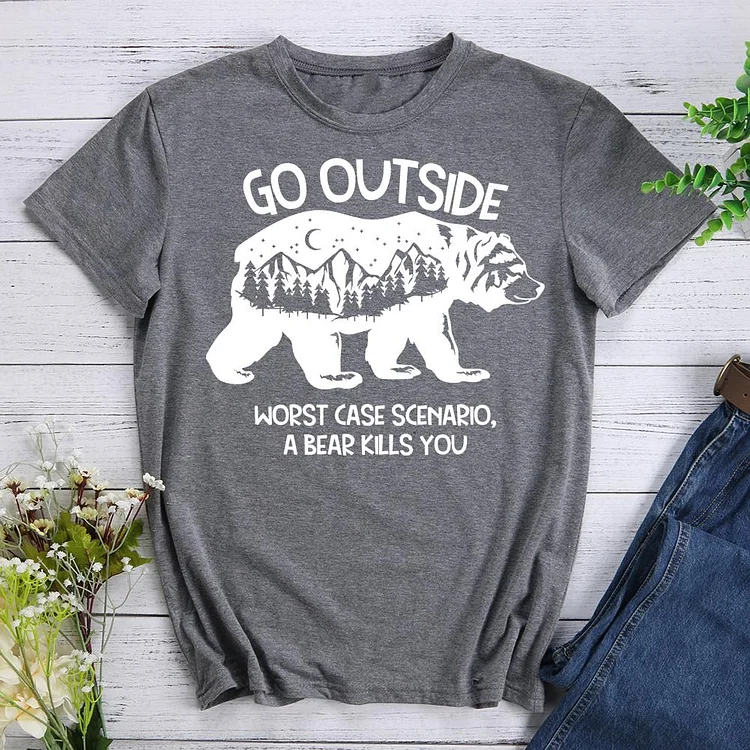 Go outside Mountain T-Shirt Tee -605965-Annaletters