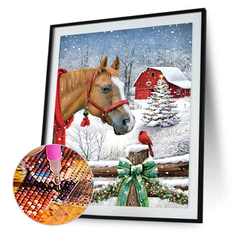 Christmas Horse - Full Round - Diamond Painting(30*40cm)