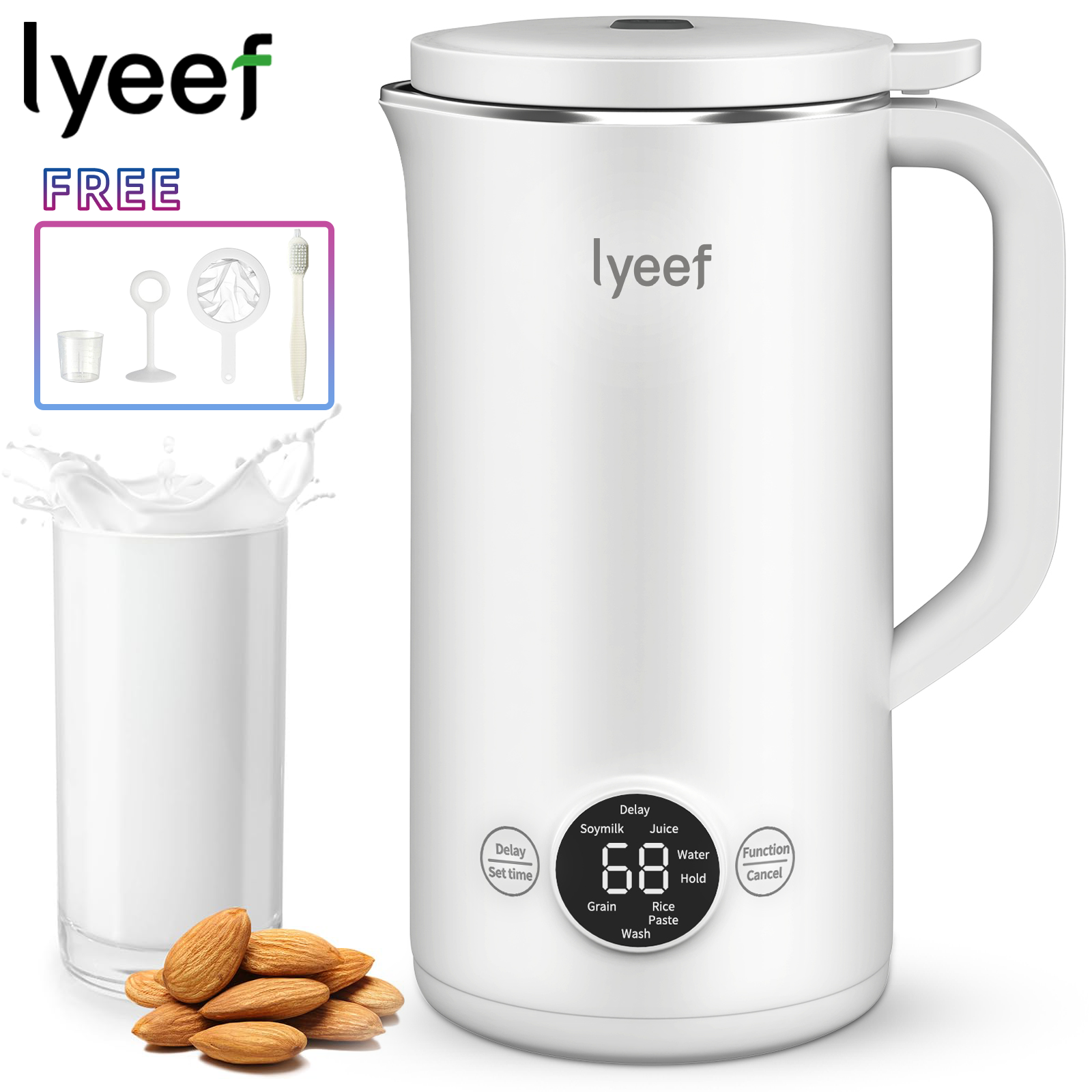 Lyeef小叶新款破壁豆浆机 12叶刀片迷你家用小型米糊豆浆破壁机600ml