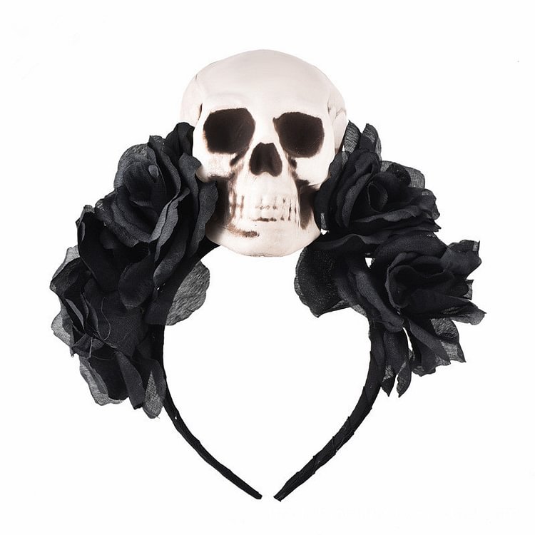 Goth Skull Dark Flowers Halloween Party Hair Hoop