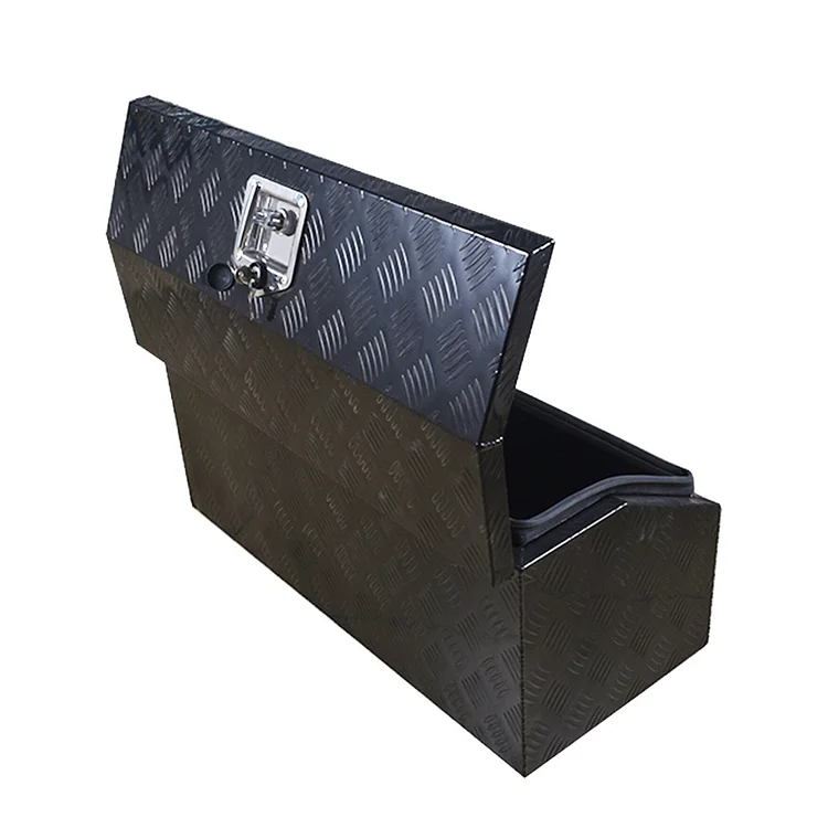 Silscvtt 30 Inch Aluminum Trailer Tongue Tool Box Trailer Tongue Box Chest Box Replacement for Pickup Truck ATV Underbody RV Storage Box Organizer With Lock Key ( Black )