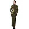 High Quality Sissy Hobble Dress Wetlook PU Leather Bodycon Maxi Dress with Gloves Man Male Sissy Pencil Dress Club Party Dress