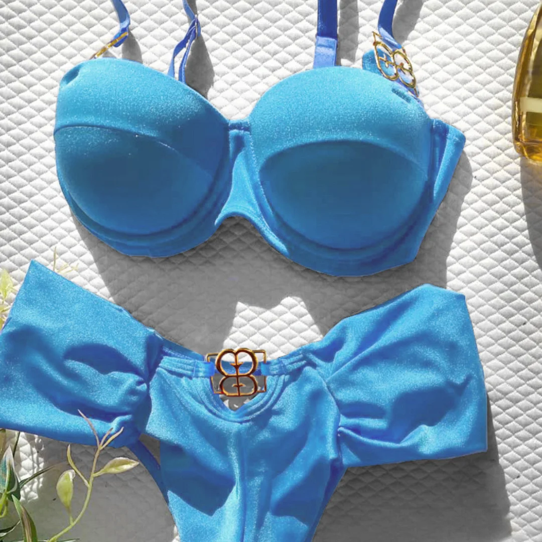 Uveng Solid Color Slings With Braided Hard-Packed Swimsuit Women 2025 New Bikini