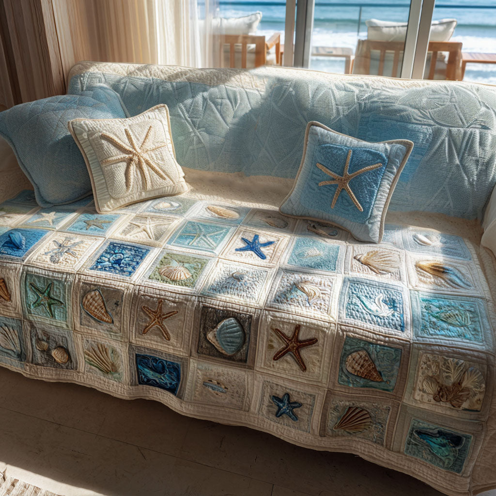 Saltwater Serenade Quilted Sofa Cover NCU0PT11141 everthome