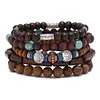 Unisex Vintage Beach Surf Multilayer Wooden Bead Set Bohemian Style Bracelet by Inlyline