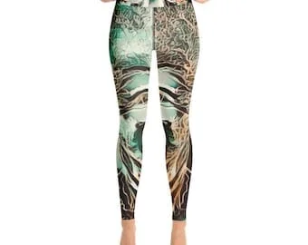 Pornhint Yoga Leggings Fantasy Tree Creature Print