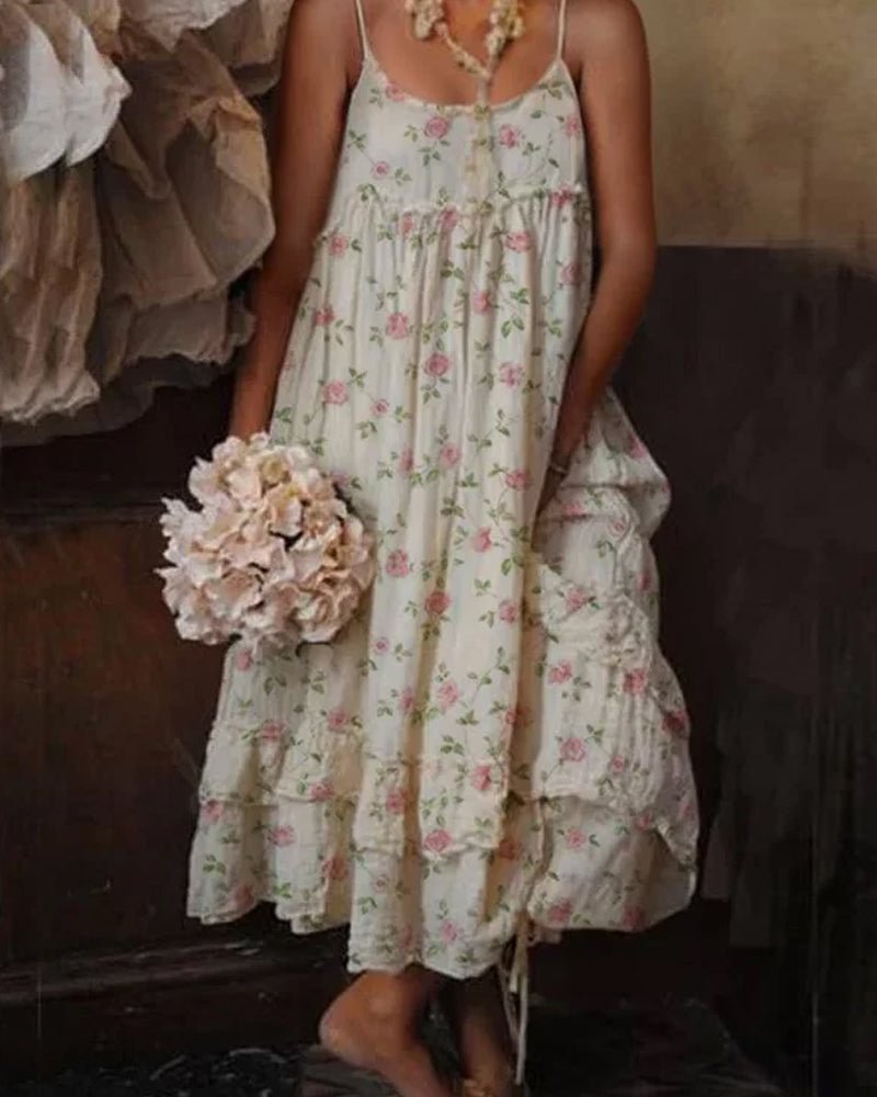 Women's Strap Dress Floral Print Sleeveless Loose shopify LILYELF