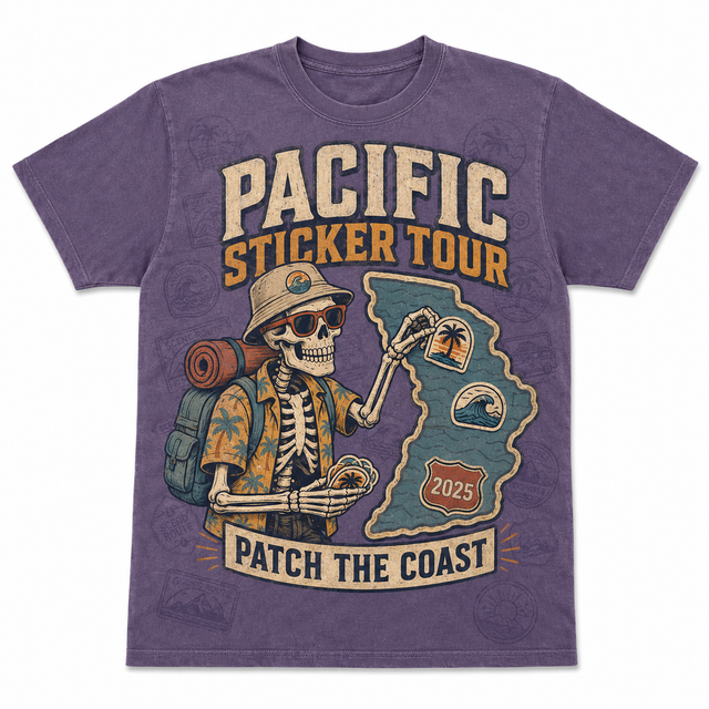 Surf Pacific Sticker Tour Cotton T-Shirt