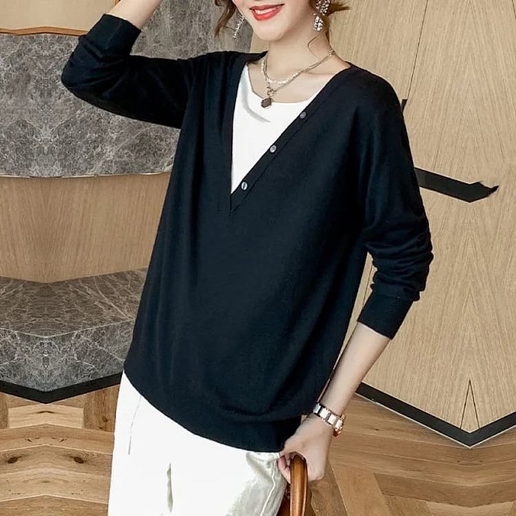 Long Sleeve Casual Cotton-Blend Paneled Shirts & Tops