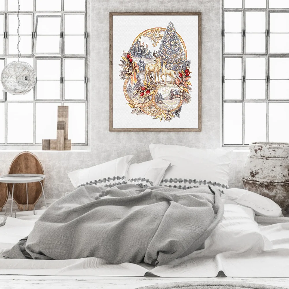 14CT Counted Cross Stitch - Reindeer(Canvas|40*50CM)