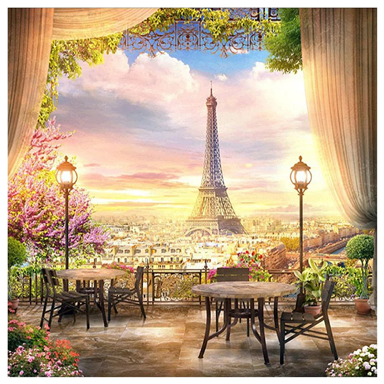 Full Square Drill Diamond Painting -Garden Of The Eiffel Tower - 30*30cm
