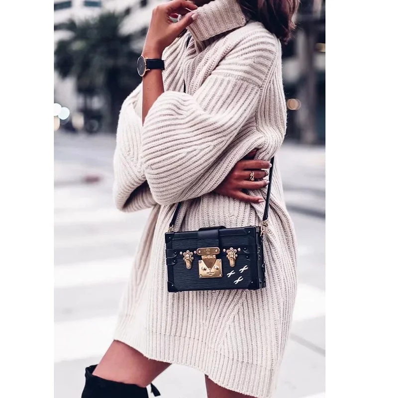 Ordifree 2020 Autumn Winter Oversized Women Turtleneck Sweaters Knitted Pullovers Loose Thick Warm Long Knitted Sweater Jumper