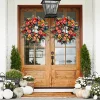 Peony Pumpkin Wreath Decorative Door Garland for Harvest Festival Decor (40CM)