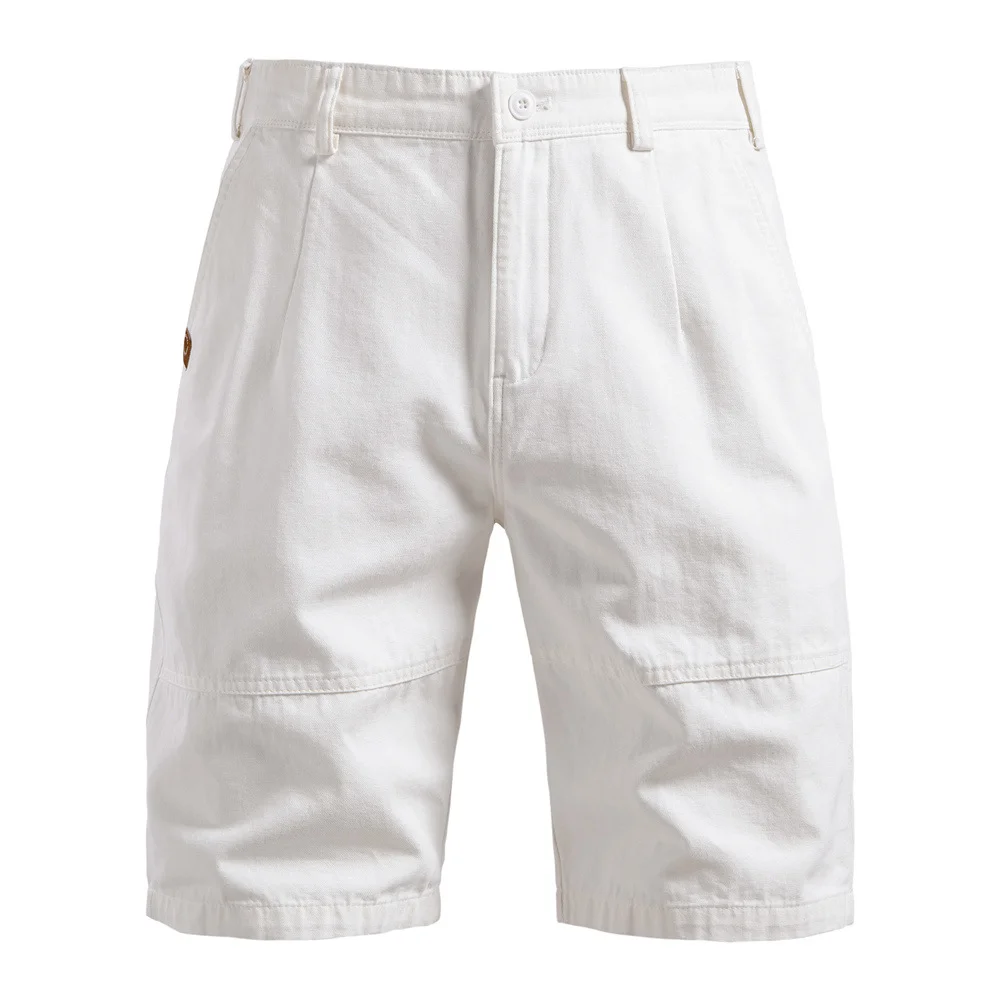 Men's Shorts Straight Five-point Pants Solid Color Cotton Dad's Short Pant