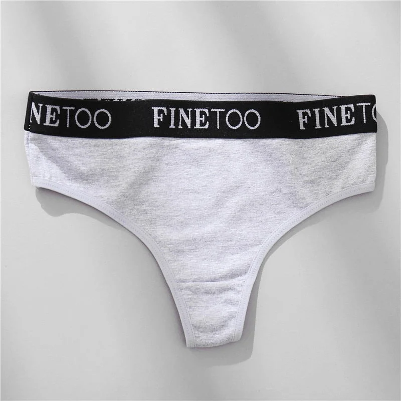 FINETOO M-XL G-string Cotton Panties For Women Letter Waist Underwear Female Underpants Comfortable Thongs Women Lingerie