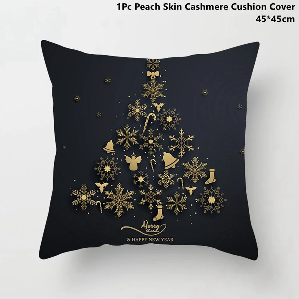 Taoup Gold Black Snowflake Merry Christmas Pillowcase Xmas Decor for Home Decor for Christmas Ornaments Xmas Noel Santa Claus