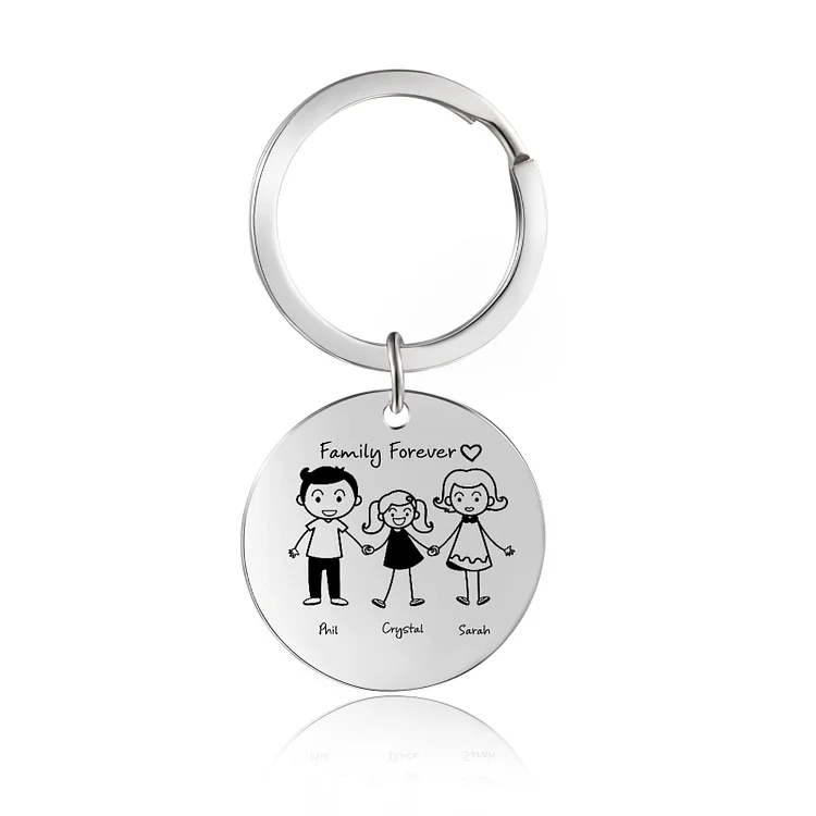 Personalized Family Gifts Keychain Custom 3 Names Mom Dad Daughter Kid Charm Keyring