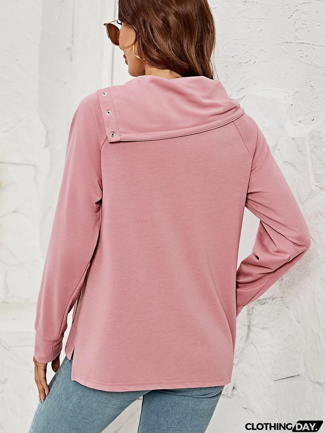 Raglan Sleeve Slit High-Low Sweatshirt