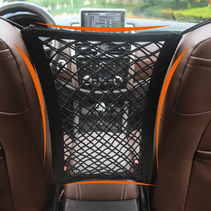 1/2-Layer Car Mesh Organizer Seat Back Net Bag, Pet Cargo Tissue Holder