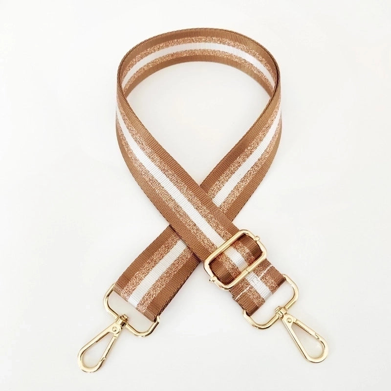 New Colorful Nylon Wide Shoulder Strap Bright Gold Thread Purse Accessories Strap Adjustable Shoulder Crossbody Replacement Long Strap