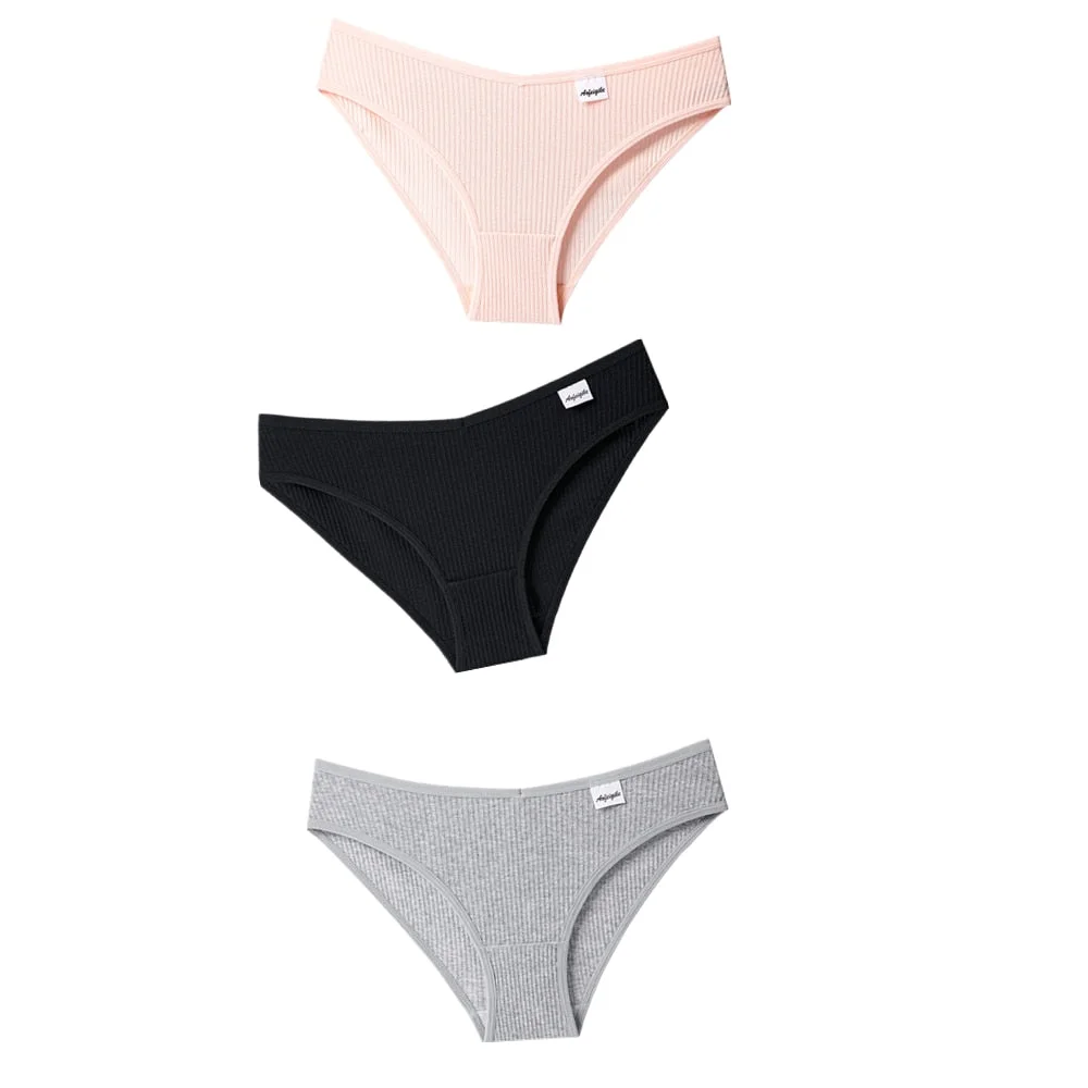3Pcs Women's Panties Cotton Underwear Seamless Sexy V Waist Briefs Girl Low-Rise Soft Panty Women Underpants Female Lingerie New