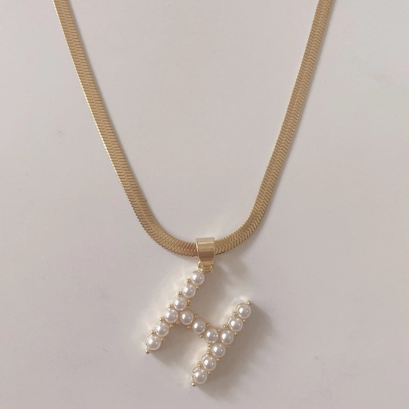 Elegant Luxurious Classic Style Letter Copper 14k Gold Plated Artificial Pearls Pendant Necklace In Bulk