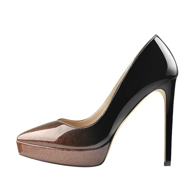 Onlymaker Women's Pointed Toe Platform 12CM Stiletto Heels Slip On Pumps Dress Party Dress Sexy Fashion Pumps