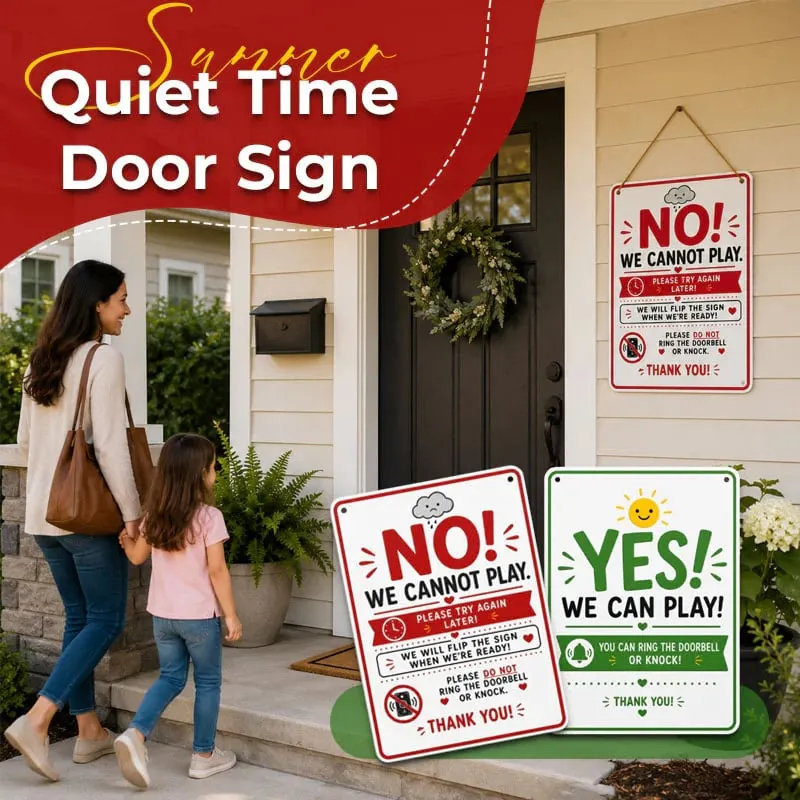 Reversible metal playtime door sign