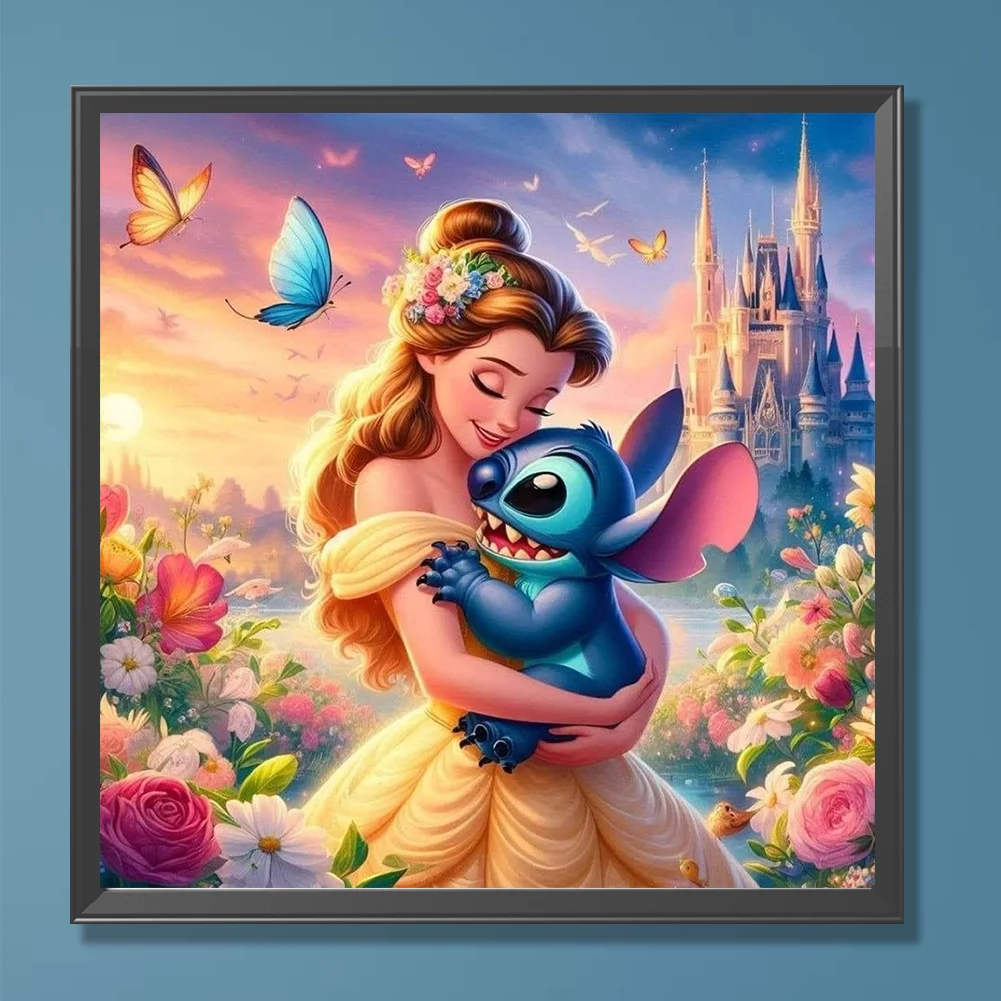 Diamond Painting - Full Round Drill - Stitch With Princess(Canvas|30*30cm)