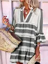 Loose And Casual Ethnic Printed Puff Sleeves Mini Dresses