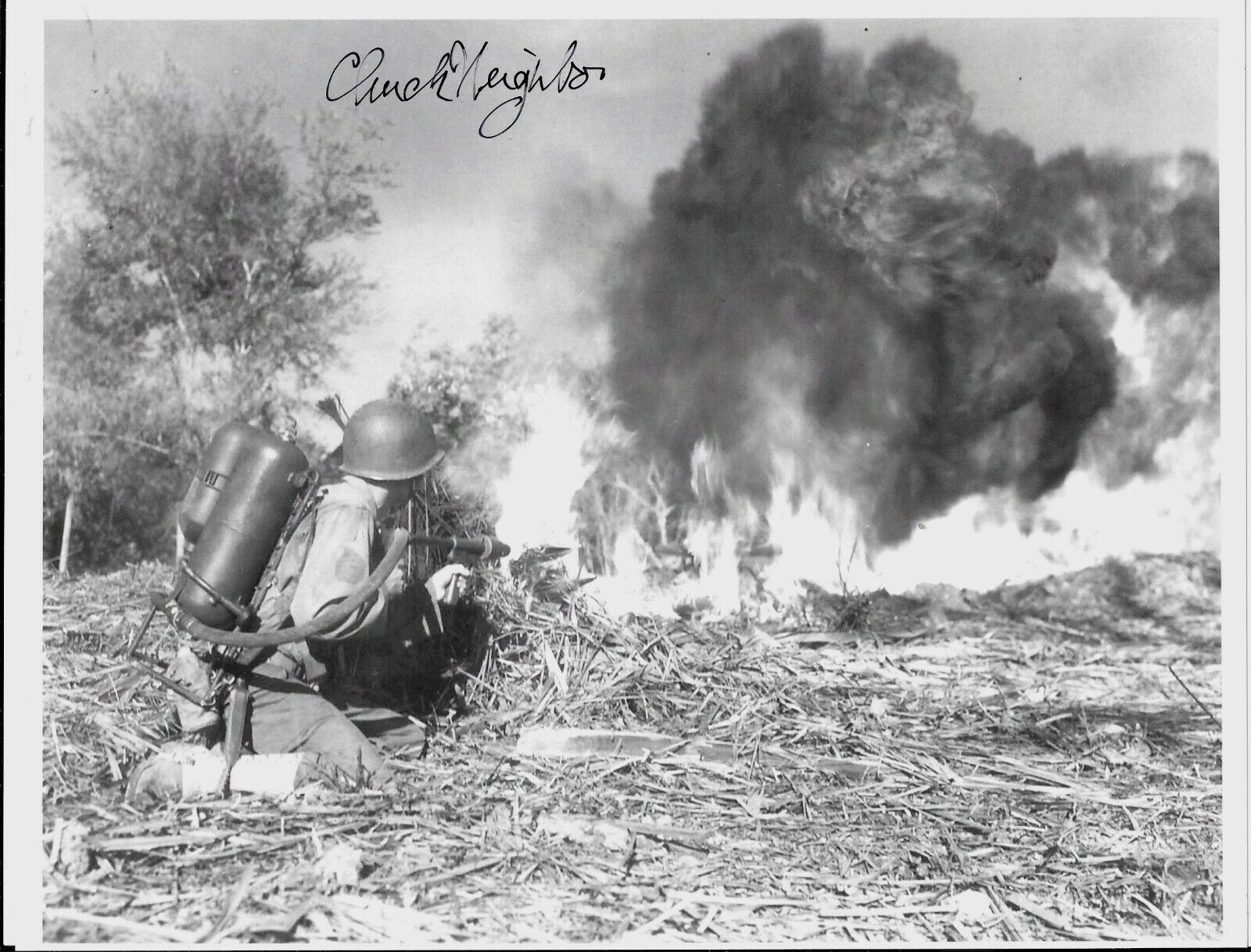 CHUCK NEIGHBOR 29TH INFANTRY DIVISION 116 E CO. D-DAY VETERAN, RARE SIGNED Photo Poster painting