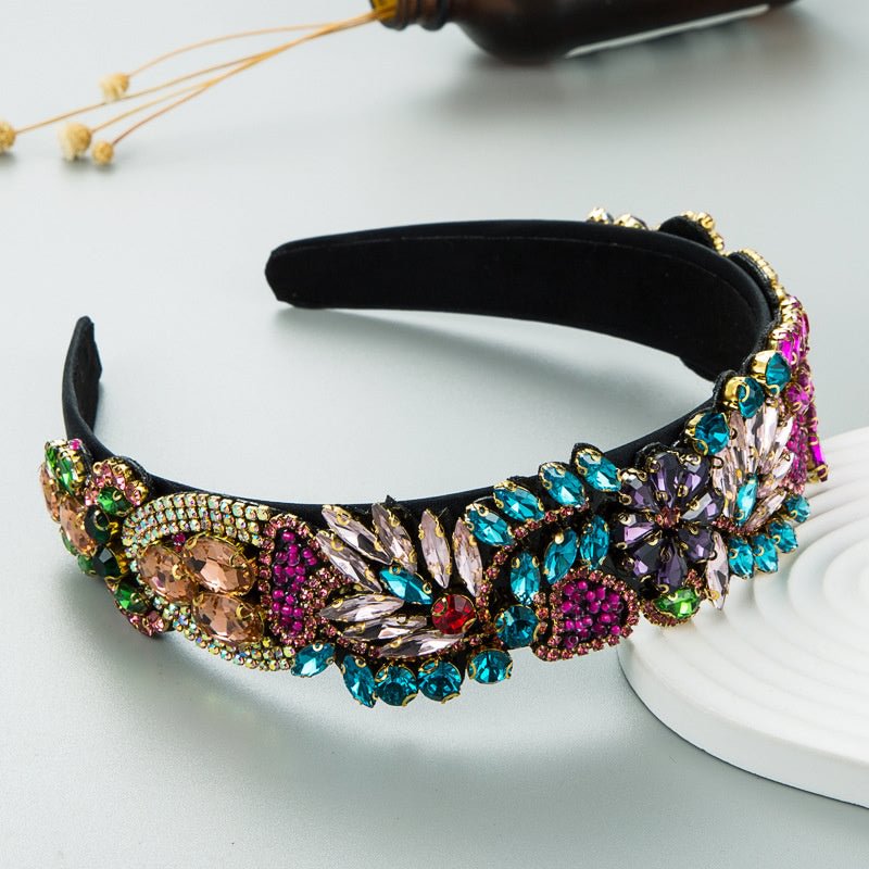 Women's Retro Style Exaggerated Colorful Rhinestone Headband