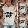 Women's Hooded Mama Bear Hoodie Plaid Sleeve Pocket Sweatshirt