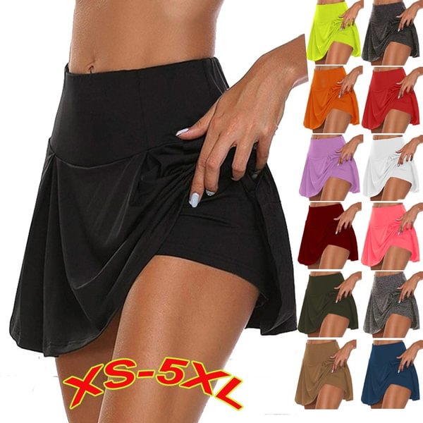 Women Fashion Double-Layer Athletic Short Skirt Fitness Yoga Short Skirt Badminton Breathable Quick Drying Skirts Ladies Sport Anti Exposure Tennis Skirt XS-5XL - Life is Beautiful for You - SheChoic