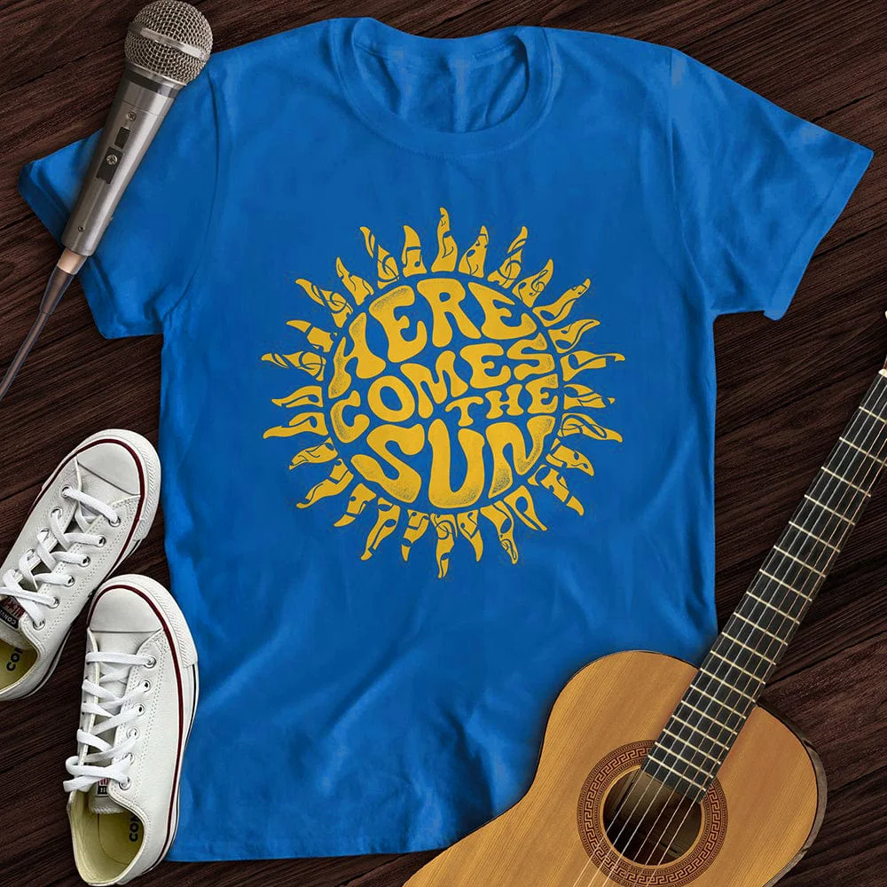 Unisex Casual Here Comes The Sun Printed T-shirt