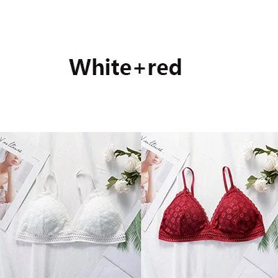 Lace bra, women's panties, triangle cut, lingerie, V-shaped wireless underwear, soft and thin seamless 1/2 piece bra, 2021