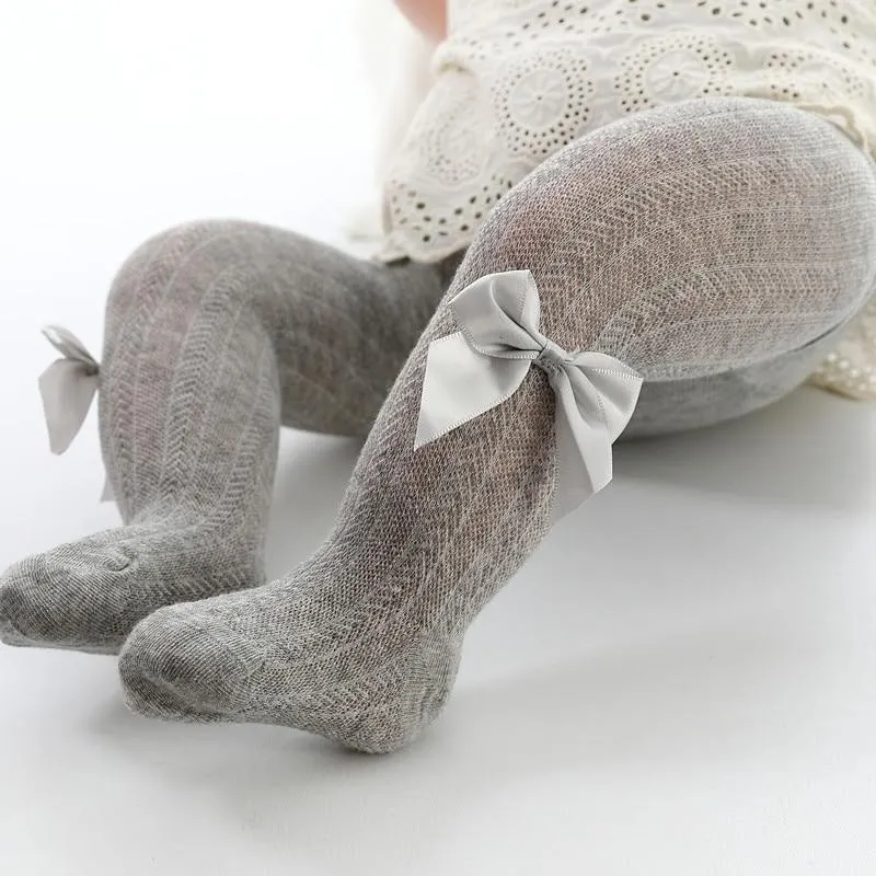 0 to 6 Years Summer Knitted Mesh Pantyhose For Princess Ultrathin Breathable Large Bowknot Tights For Girls Cotton Kids Tights