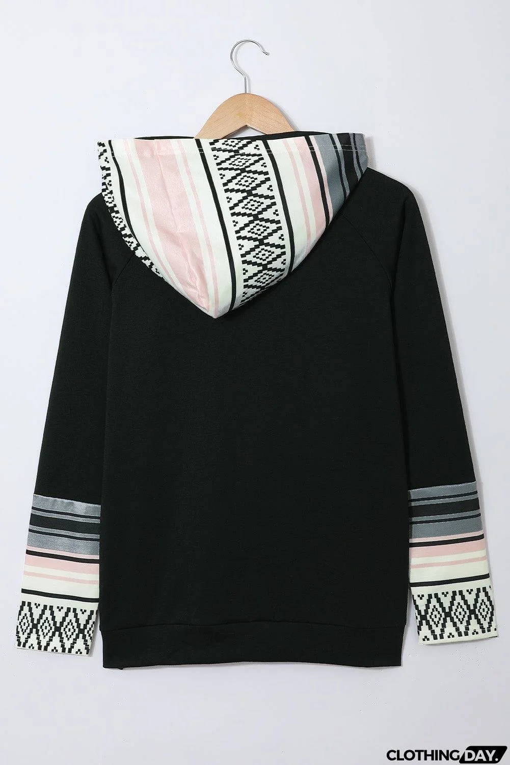 Plaid Double Hoods Thumb Hole Hoodie