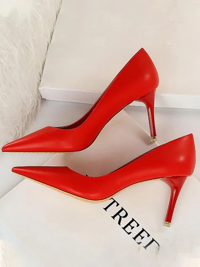 Fashion simple stiletto high-heeled shallow pointy shoes
