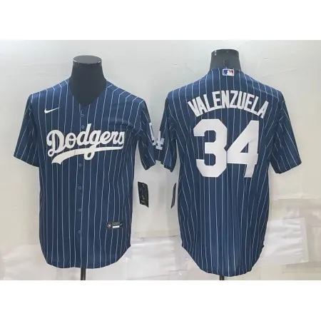 Men's Los Angeles Dodgers #34 Toro Valenzuela Navy Cool Base Stitched Baseball Jersey D2T6