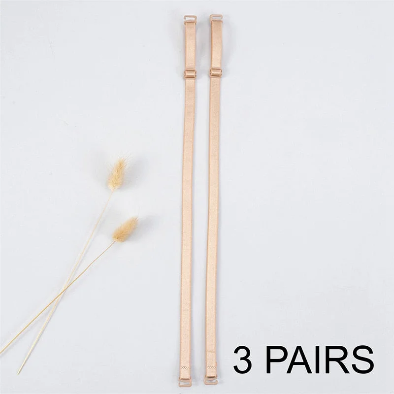 3Pairs=6Pcs Metal Buckle Bra Straps Belt Women's Elastic Transparent Silicone Adjustable Invisible Intimates Women Accessories