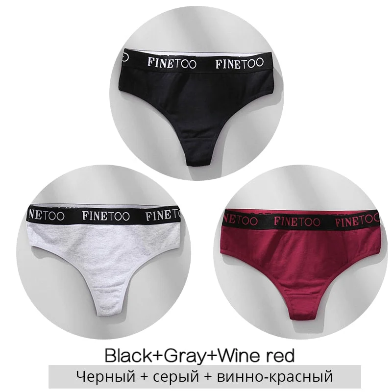 FINETOO Cotton Thongs Women Wide Belt Letter G-string Underwear M-XL Girls T-back Underpants Comfortable Thong Panties Lingerie