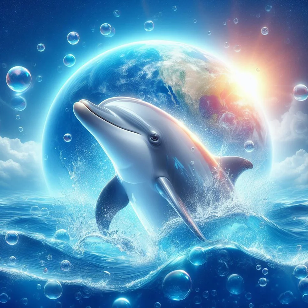 Full Round Diamond Painting - Earth Dolphin(Canvas|40*40cm)