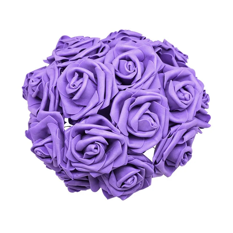 24Pcs/lot Artificial Rose Bouquet Decorative Foam Rose Flowers Bride Bouquets for Wedding Home Party Decoration Wedding Supplies