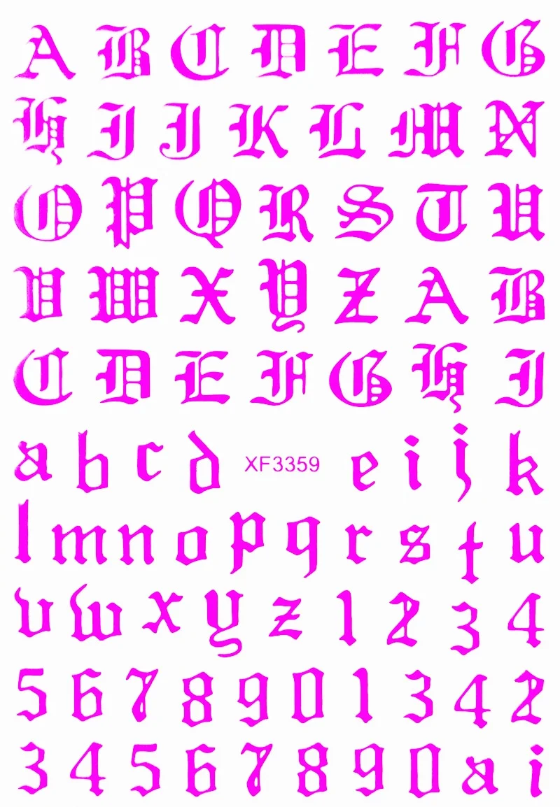 3D New Fashion Old English Font Manicure Design Black Nail Art Stickers Manicure Decal Stickers for Nails Decal Decoration-Nail Inspo