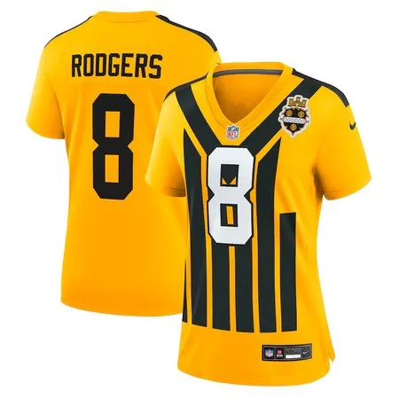 Women's Pittsburgh Steelers #8 Aaron Rodgers  Gold Alternate 1933 Throwback Game Jersey
