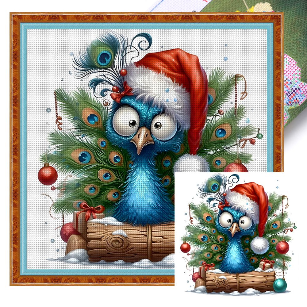 Cute Winter Peacock Full 18CT Pre-stamped Canvas(30*30cm) Cross Stitch