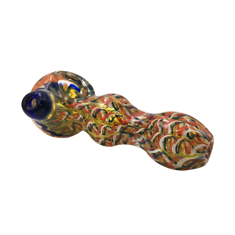 Glass Spoon Hand Pipe with Bubbled Tube